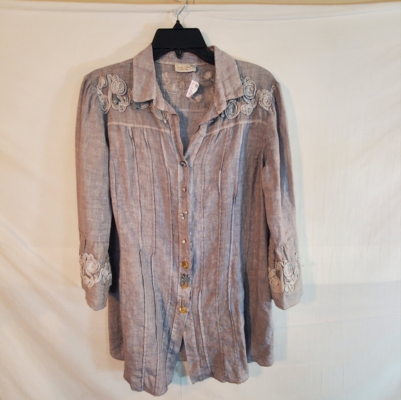 Daniela Dallavalle Arte Pura Long Sleeve Button Up Shirt New without Tags - Picture 1 of 6